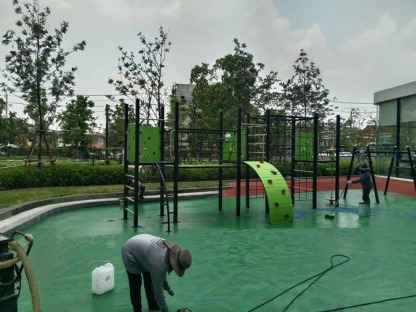 พื้นสนามเด็กเล่นยางสังเคราะห์ - พื้นโพลีไวนิลคละสีชนิดเคลือบแข็ง - บารมี